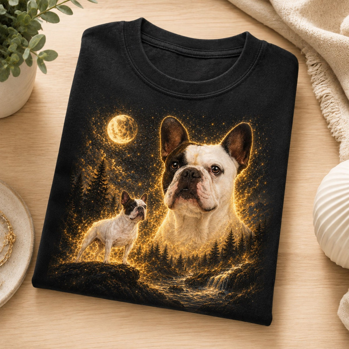 Custom Dog Shirt – Personalized Moon Pet Portrait T-Shirt.