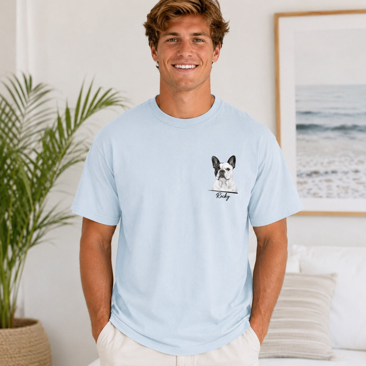 Custom Dog Portrait Shirt – Personalized Sketch Tee.