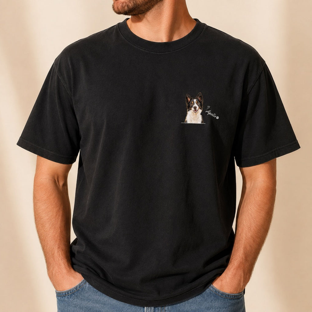 Custom Pet Portrait Shirt – Watercolor Name & Paw Tee.