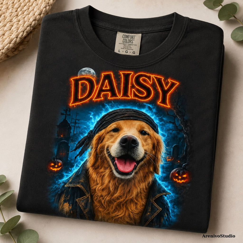 Custom Pet Halloween Shirt – Spooky Portrait T-Shirt.