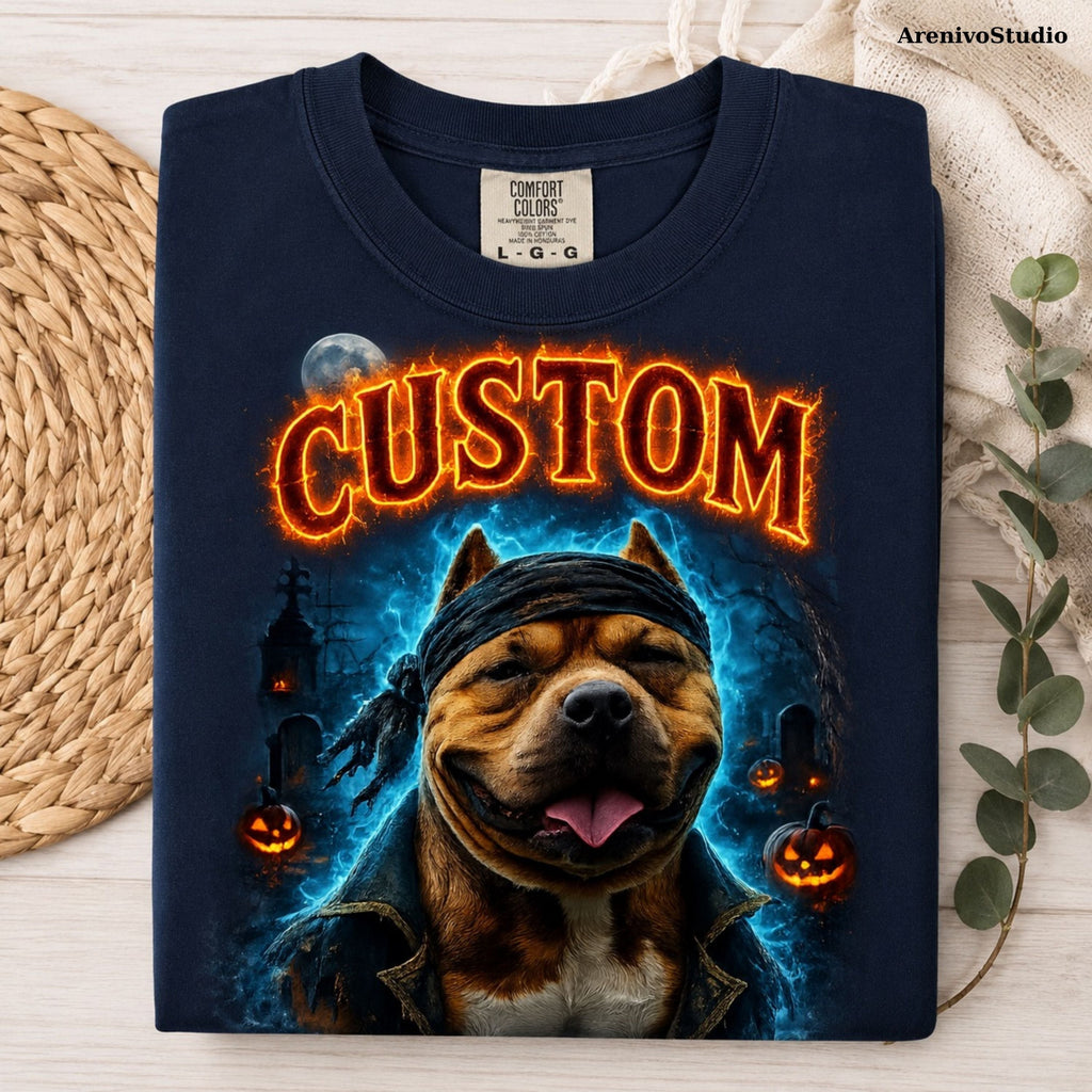 Custom Pet Halloween Shirt – Spooky Portrait T-Shirt.