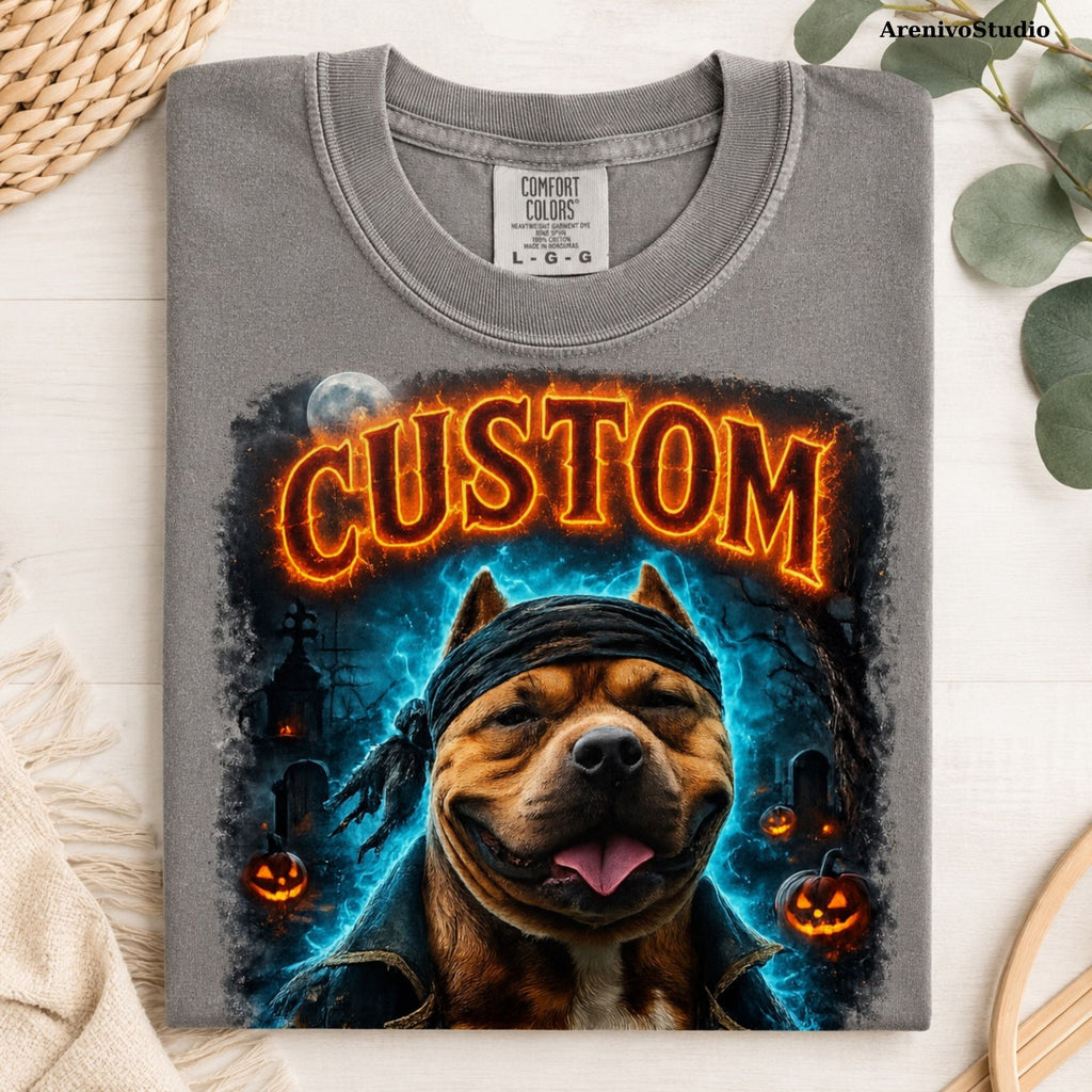Custom Pet Halloween Shirt – Spooky Portrait T-Shirt.