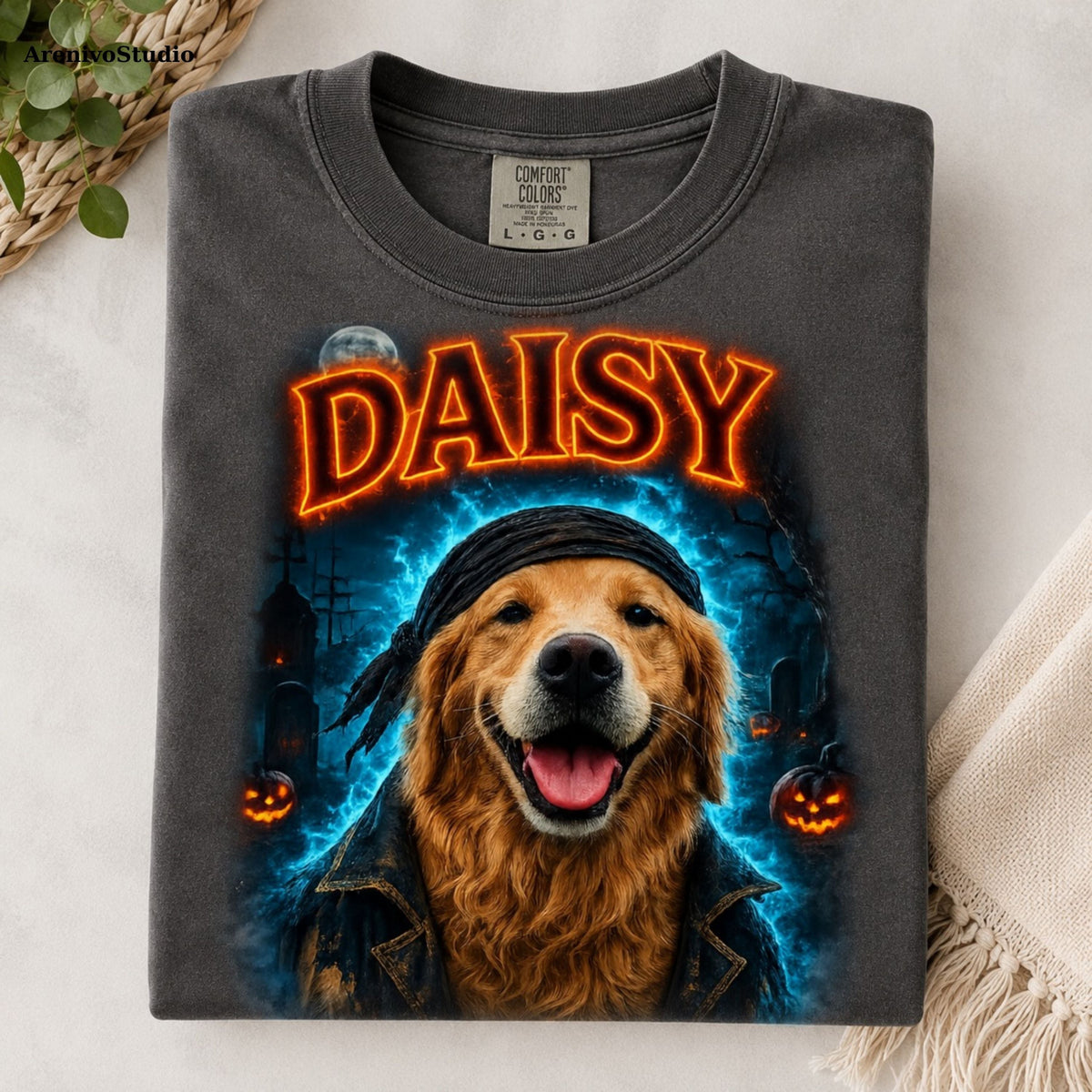 Custom Pet Halloween Shirt – Spooky Portrait T-Shirt.