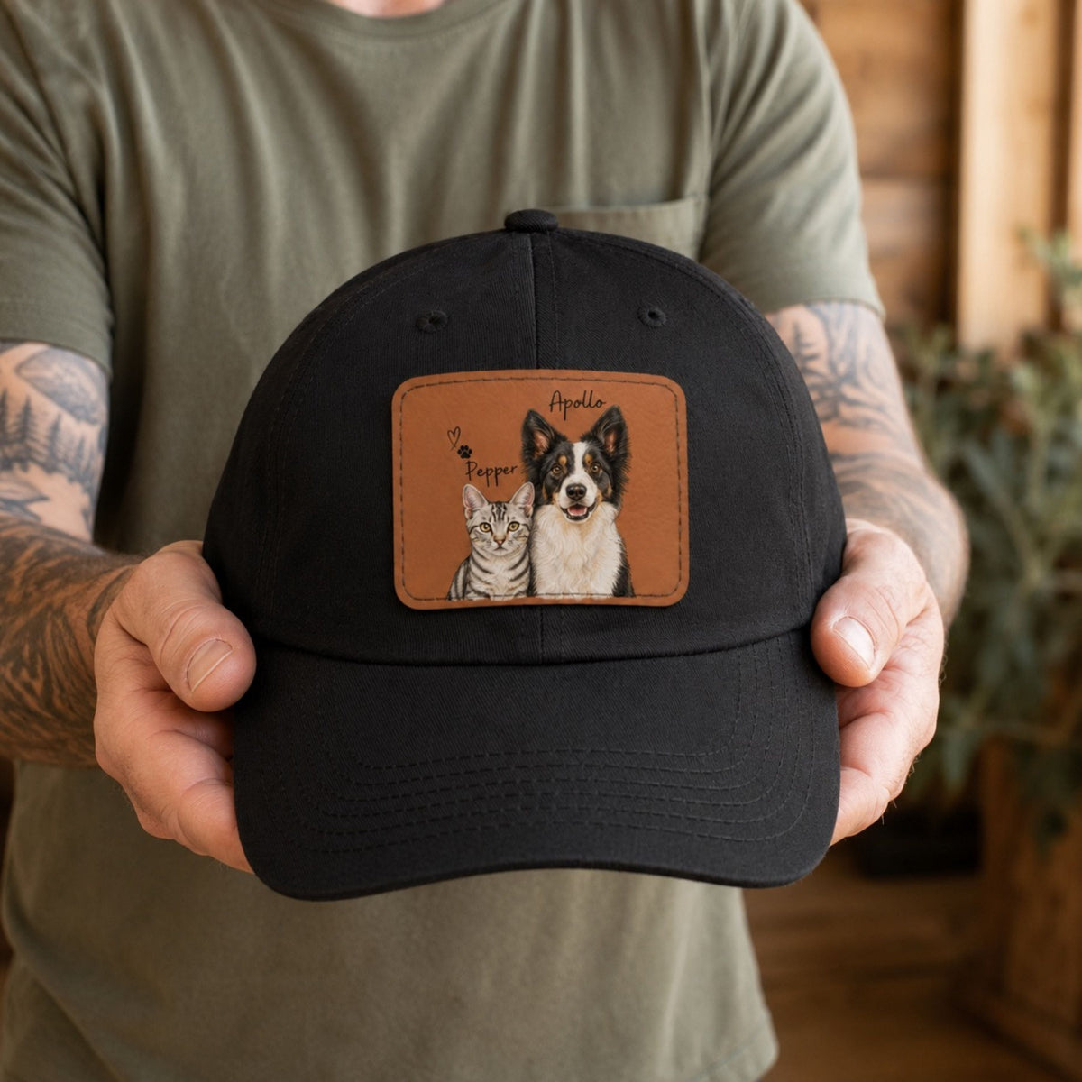 Custom Two Pet Hat – Personalized Dog & Cat Portrait Cap.