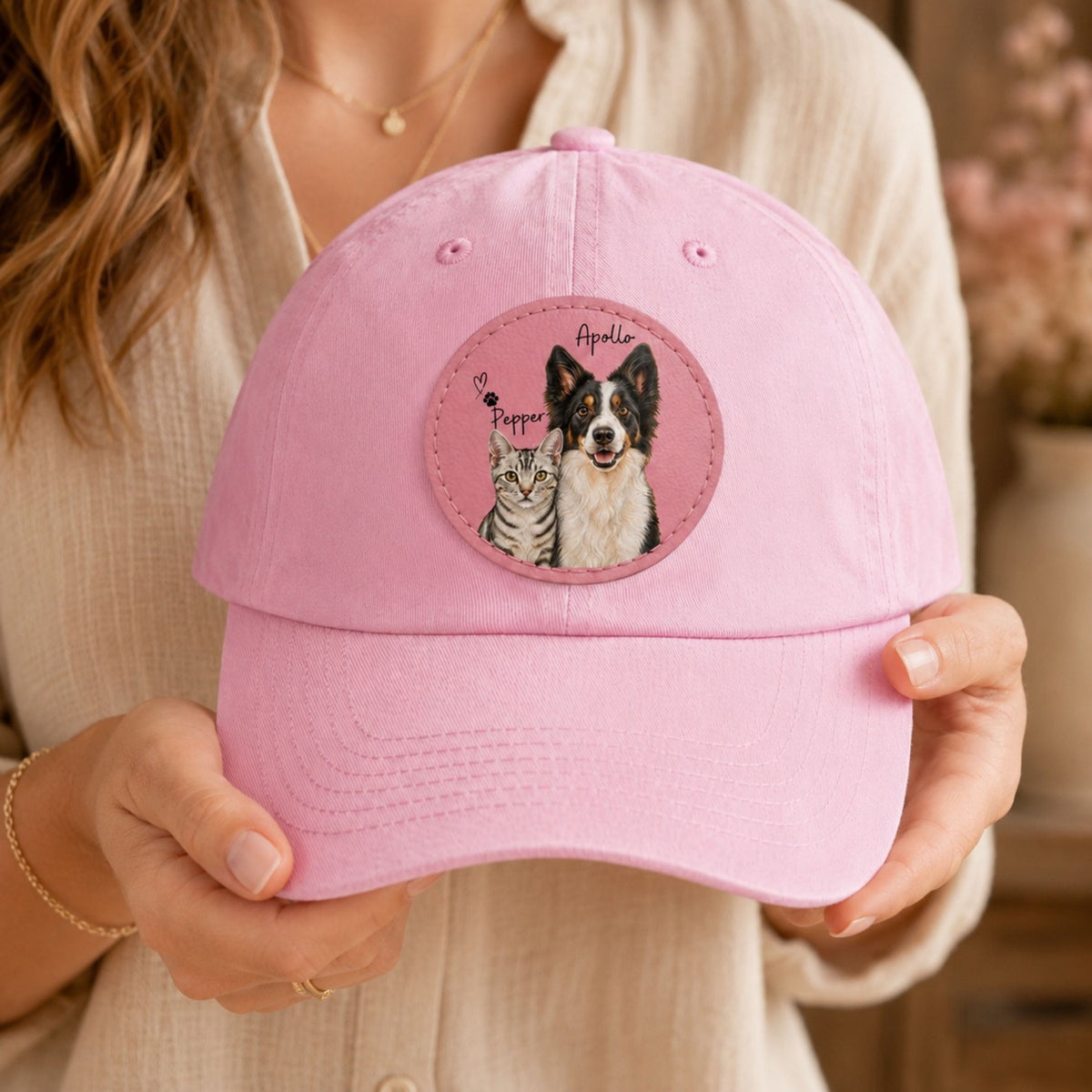 Custom Two Pet Hat – Personalized Dog & Cat Portrait Cap.