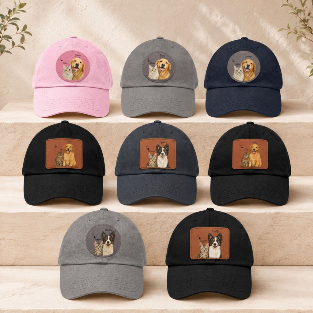 Custom Two Pet Hat – Personalized Dog & Cat Portrait Cap.