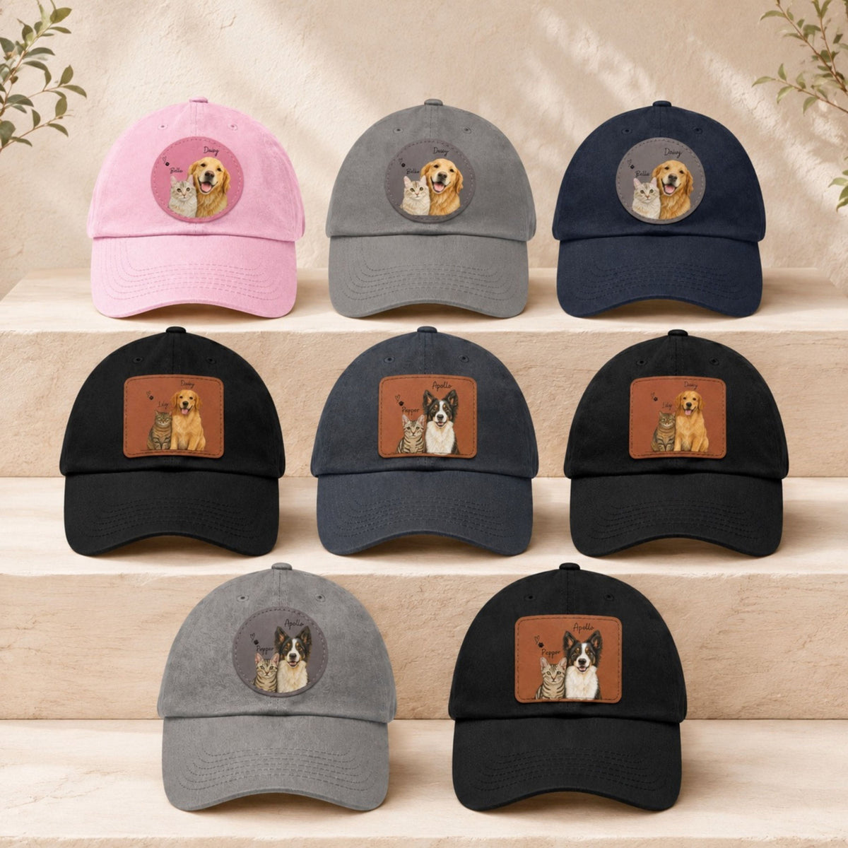 Custom Two Pet Hat – Personalized Dog & Cat Portrait Cap.