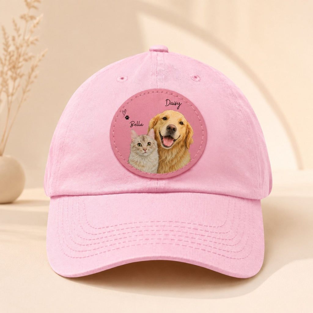 Custom Two Pet Hat – Personalized Dog & Cat Portrait Cap.