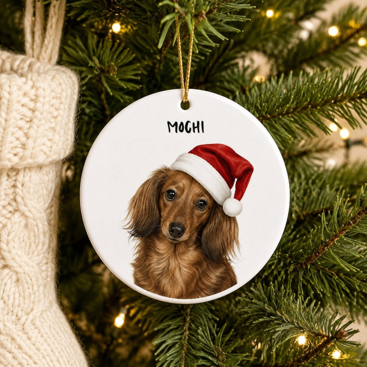 Custom Pet Christmas Ornament – Personalized Cat or Dog Portrait.