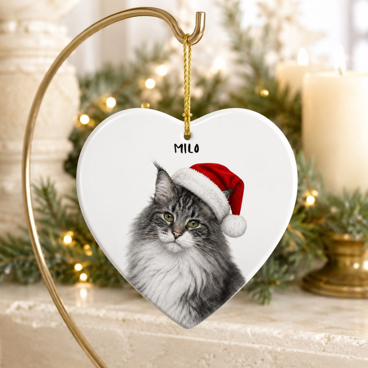 Custom Pet Christmas Ornament – Personalized Cat or Dog Portrait.