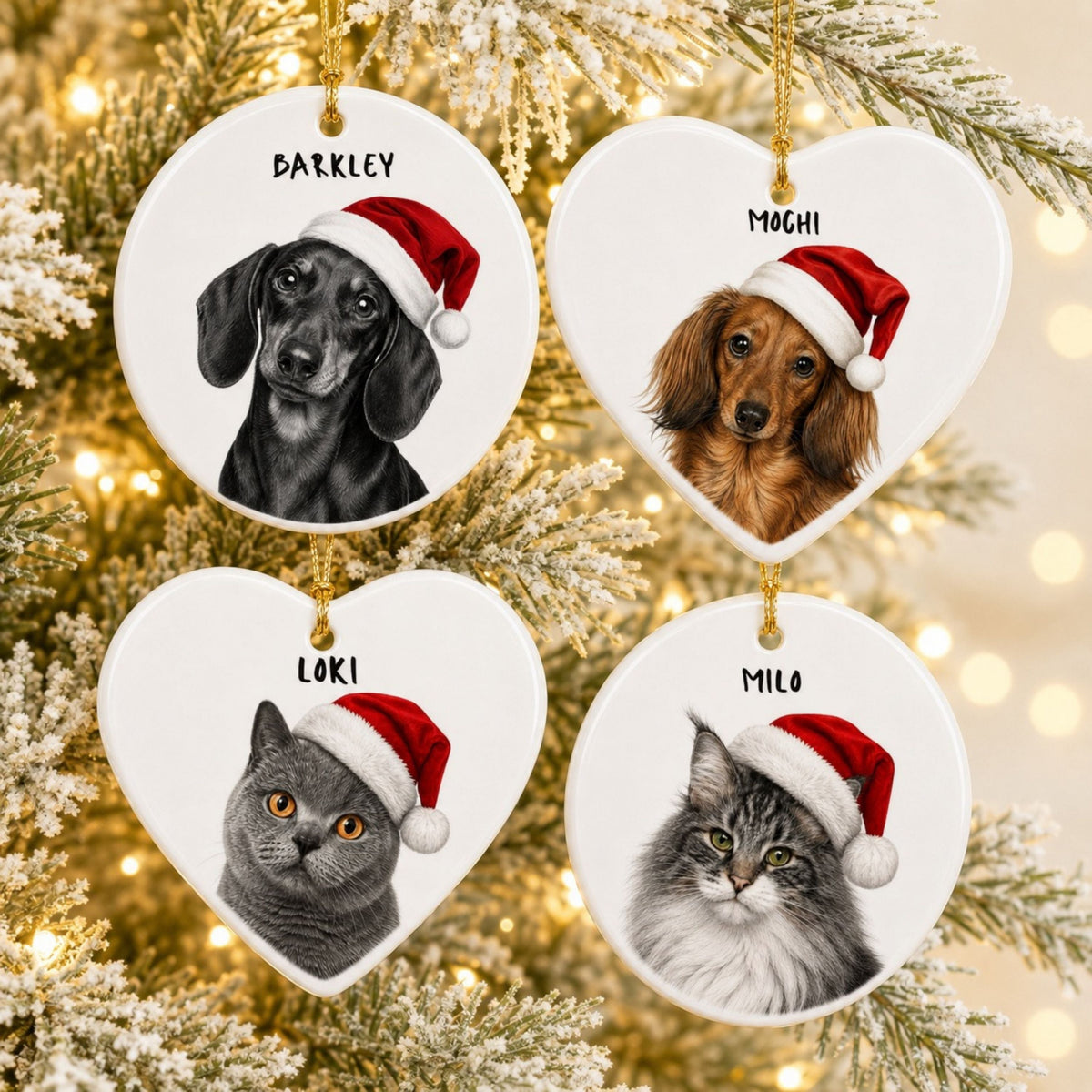 Custom Pet Christmas Ornament – Personalized Cat or Dog Portrait.