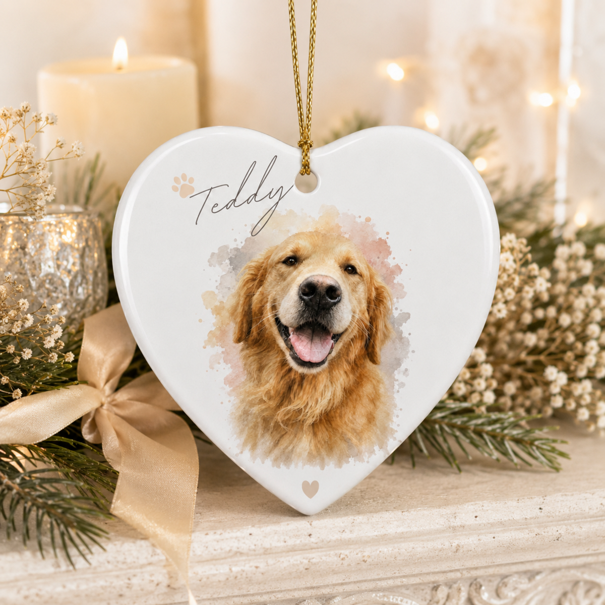 Custom Dog Memorial Ornament – Personalized Pet Portrait.