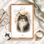 Custom Cat Memorial Portrait – Personalized Watercolor Art.