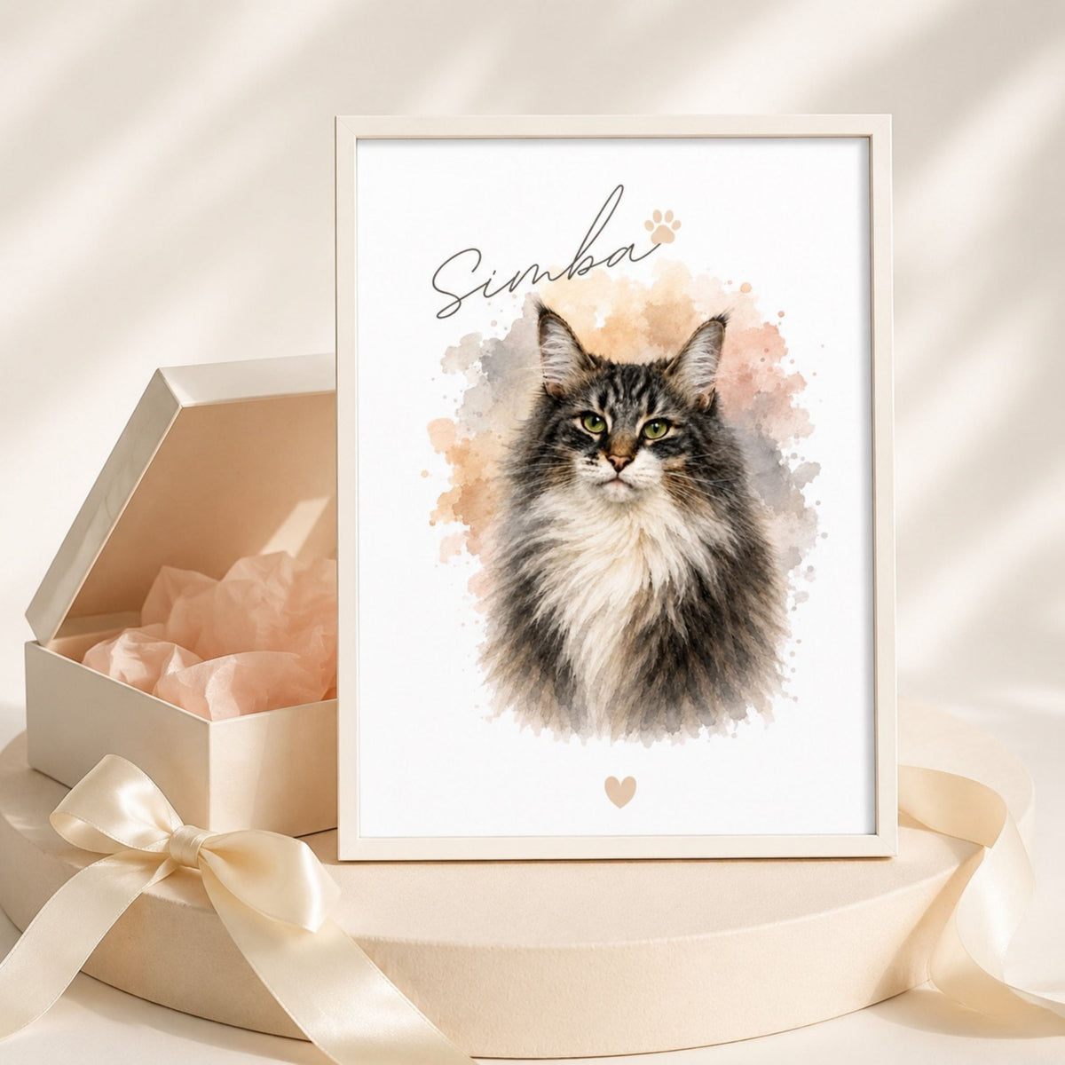 Custom Cat Memorial Portrait – Personalized Watercolor Art.