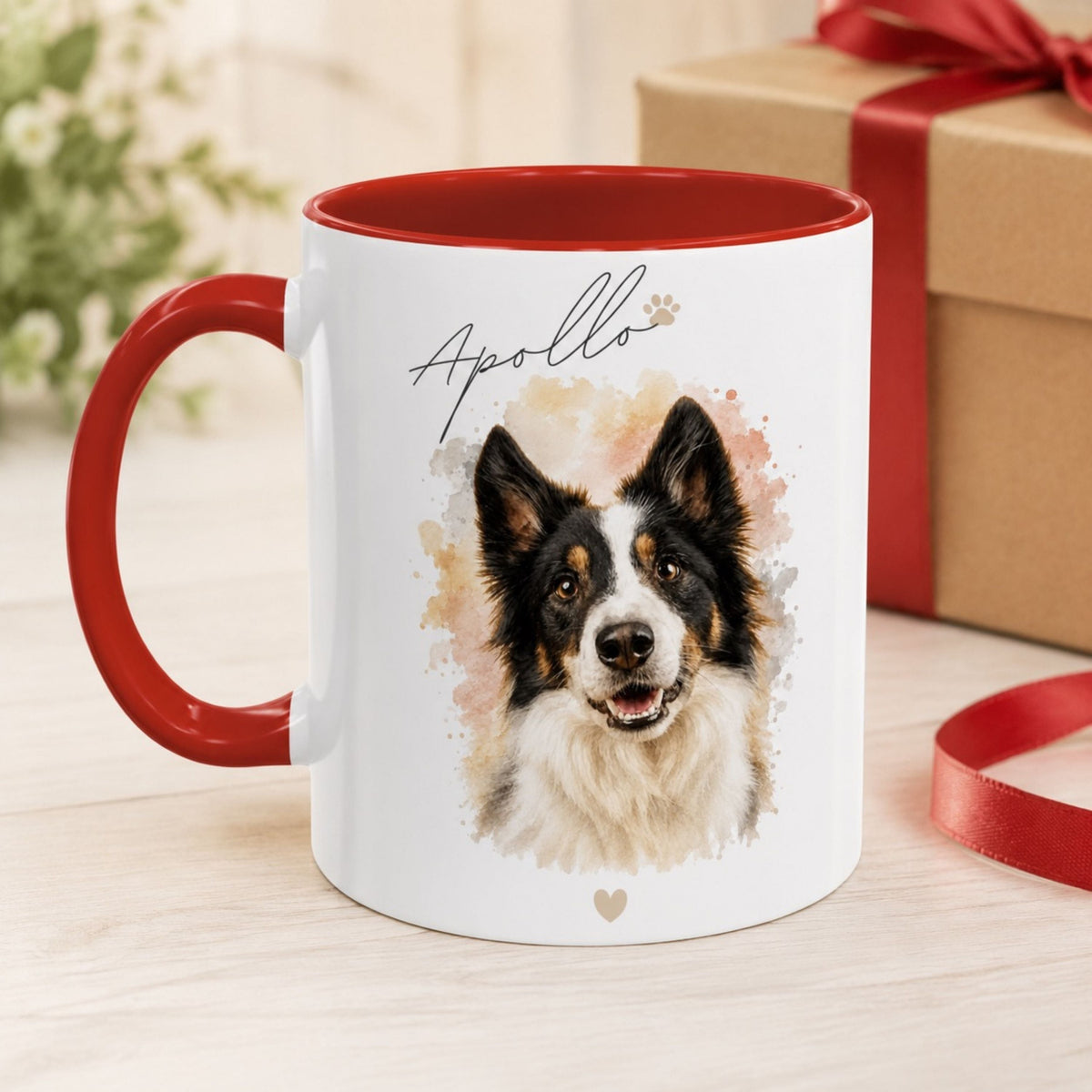 Custom Memorial Dog Mug – Personalized Watercolor Pet Portrait.