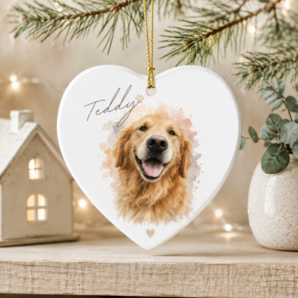 Custom Dog Memorial Ornament – Personalized Pet Portrait.