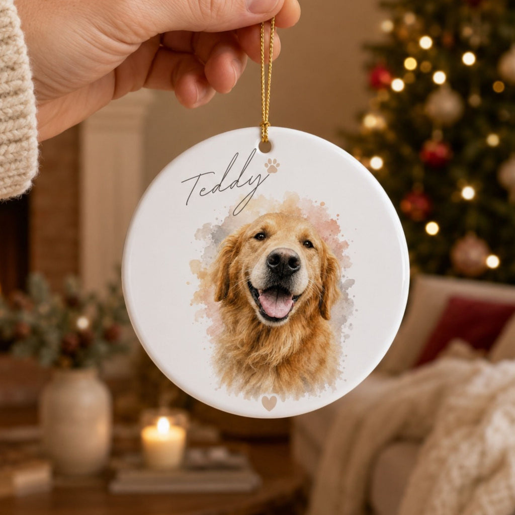 Custom Dog Memorial Ornament – Personalized Pet Portrait.