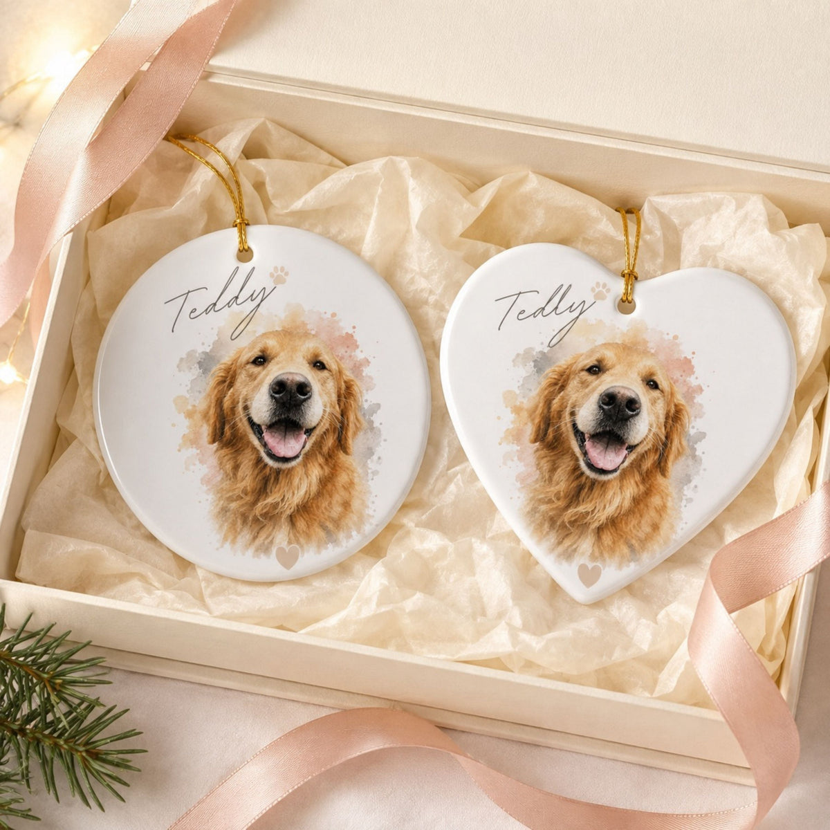 Custom Dog Memorial Ornament – Personalized Pet Portrait.