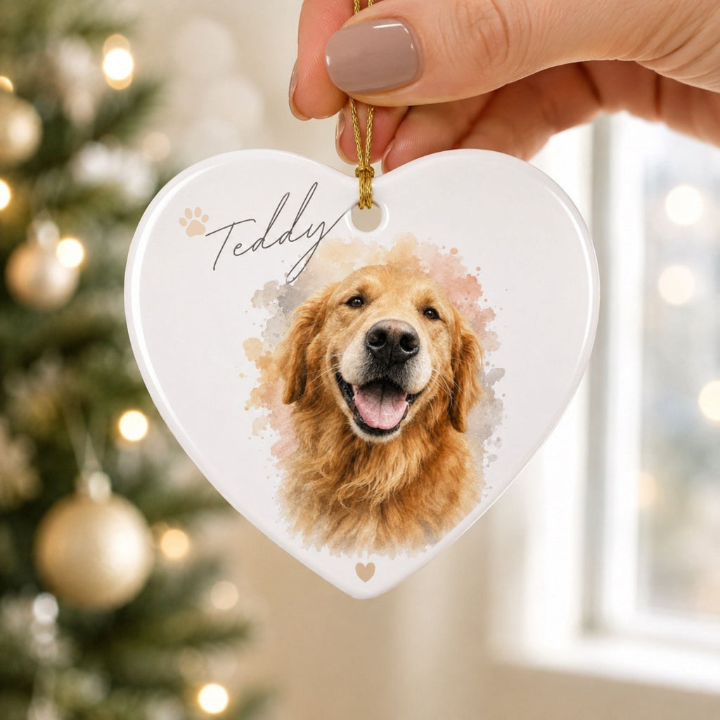 Custom Dog Memorial Ornament – Personalized Pet Portrait.