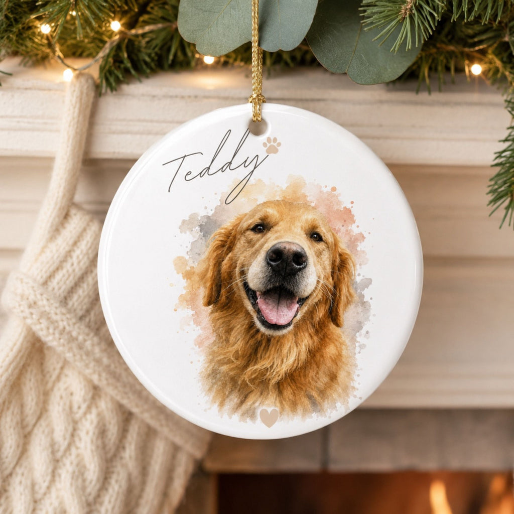 Custom Dog Memorial Ornament – Personalized Pet Portrait.