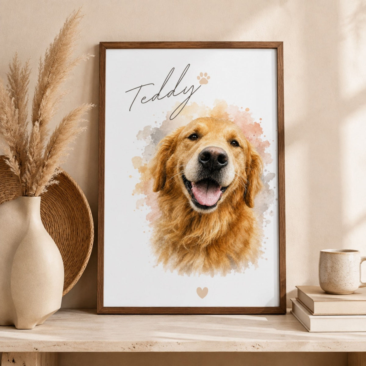 Custom Dog Memorial Portrait – Personalized Watercolor Art.
