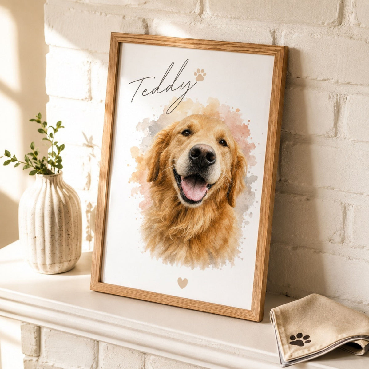 Custom Dog Memorial Portrait – Personalized Watercolor Art.