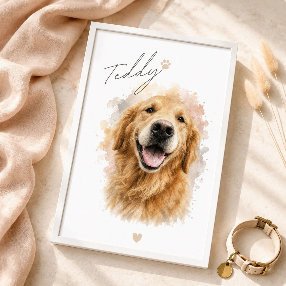 Custom Dog Memorial Portrait – Personalized Watercolor Art.