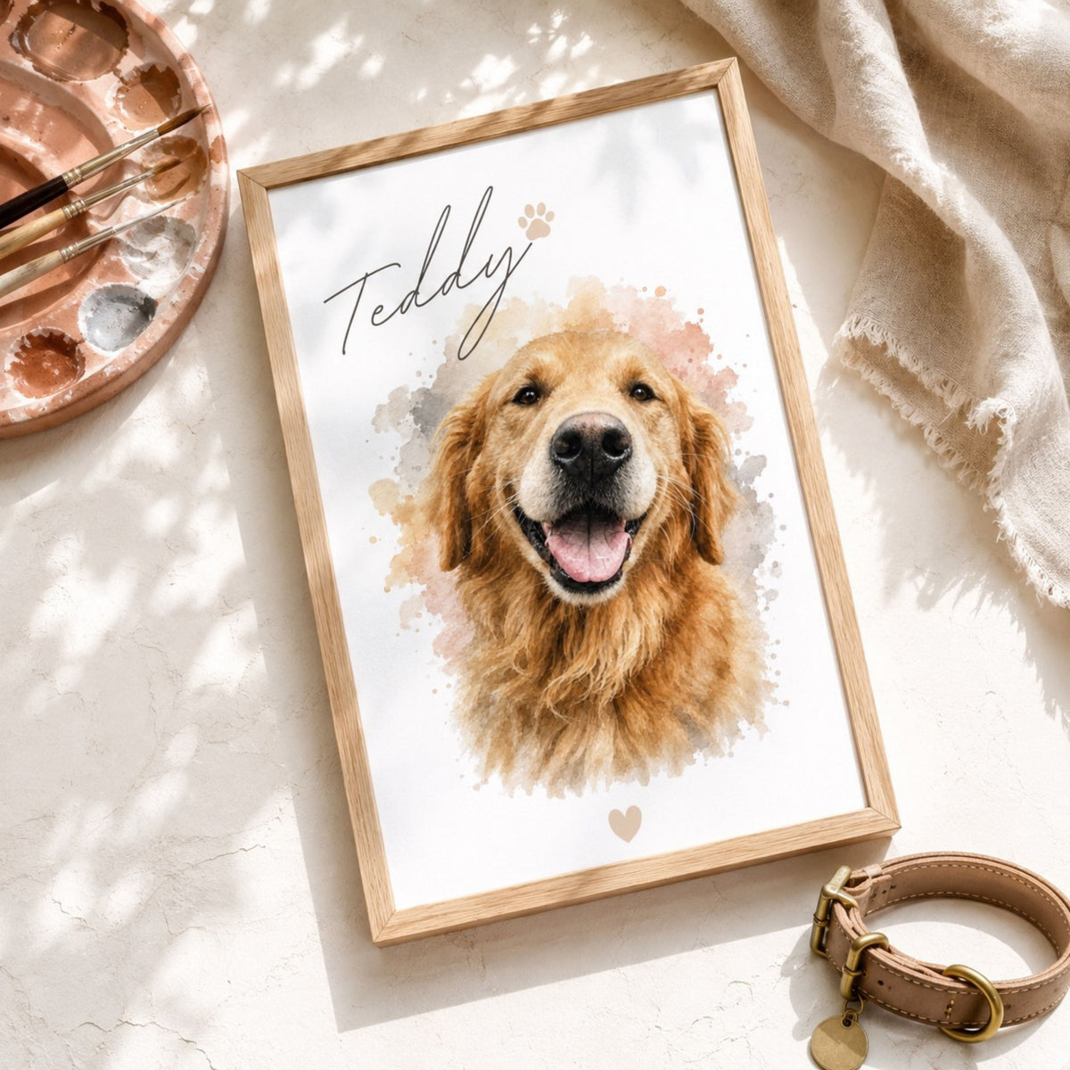 Custom Dog Memorial Portrait – Personalized Watercolor Art.