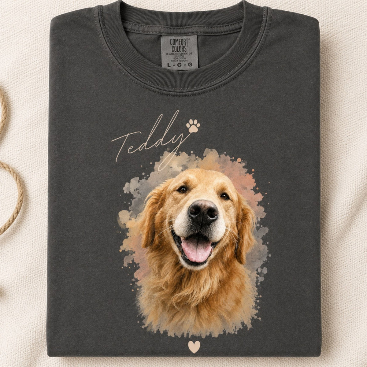 Custom Pet Portrait T-Shirt – Watercolor Dog Memorial.