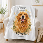 Custom Watercolor Pet Memorial Blanket with Name & Dates