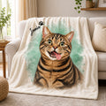 Custom Cat Watercolor Blanket – Personalized Pet Portrait