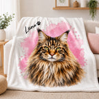 Custom Cat Watercolor Blanket – Personalized Pet Portrait
