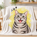 Custom Cat Watercolor Blanket – Personalized Pet Portrait