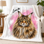 Custom Cat Watercolor Blanket – Personalized Pet Portrait