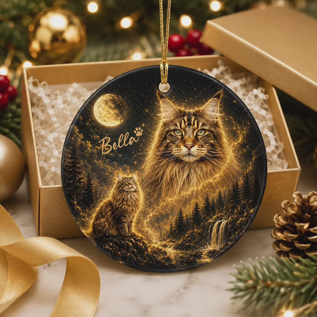 Custom Cat Moon Ornament – Personalized Celestial Pet Gift