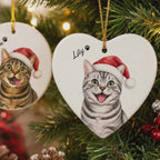 Funny Cat Christmas Ornament – Personalized Santa Portrait