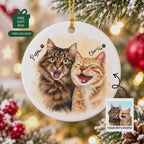 Custom Watercolor Cat Ornament – Personalized Pet Portrait