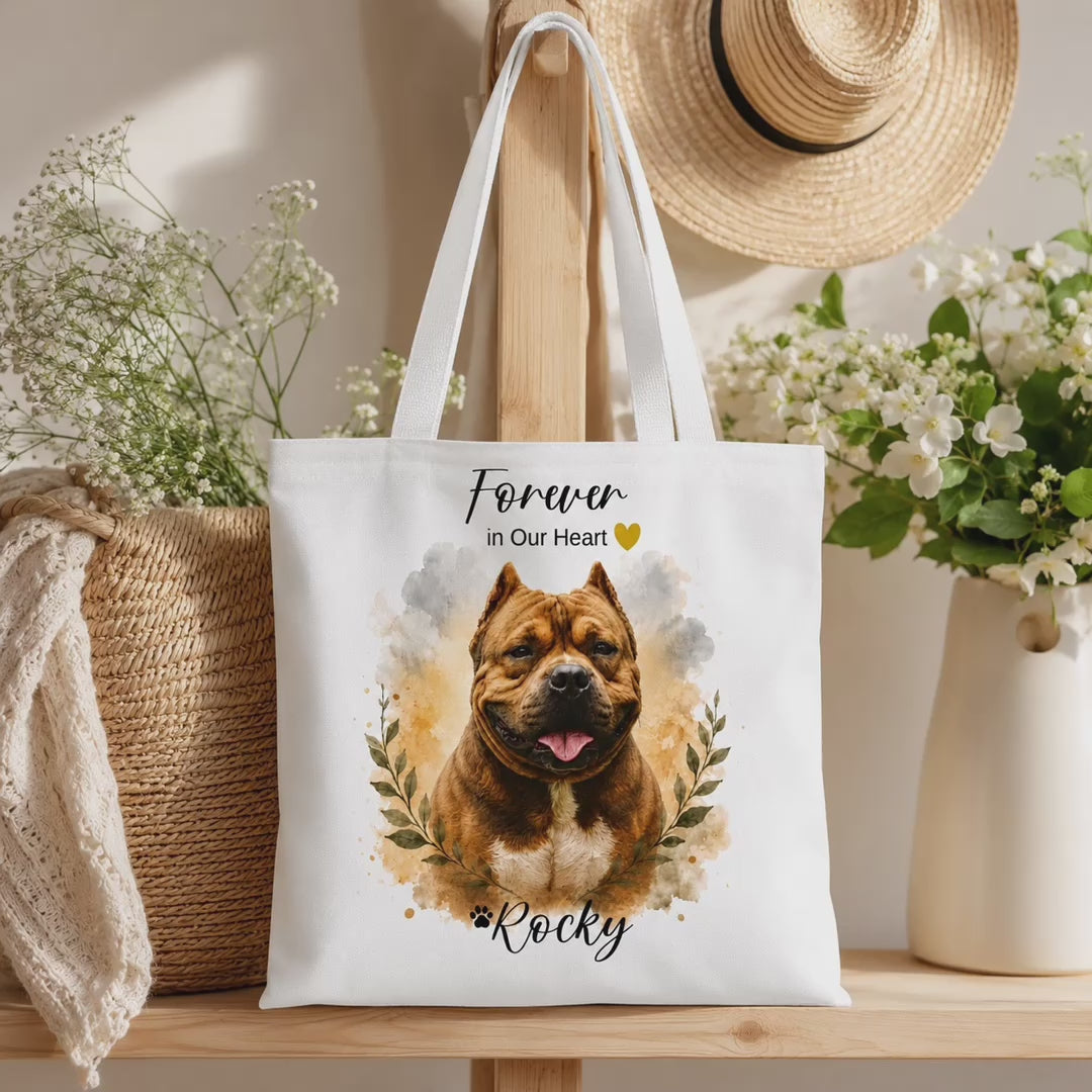 Custom Pet Memorial Tote Bag – Watercolor Portrait