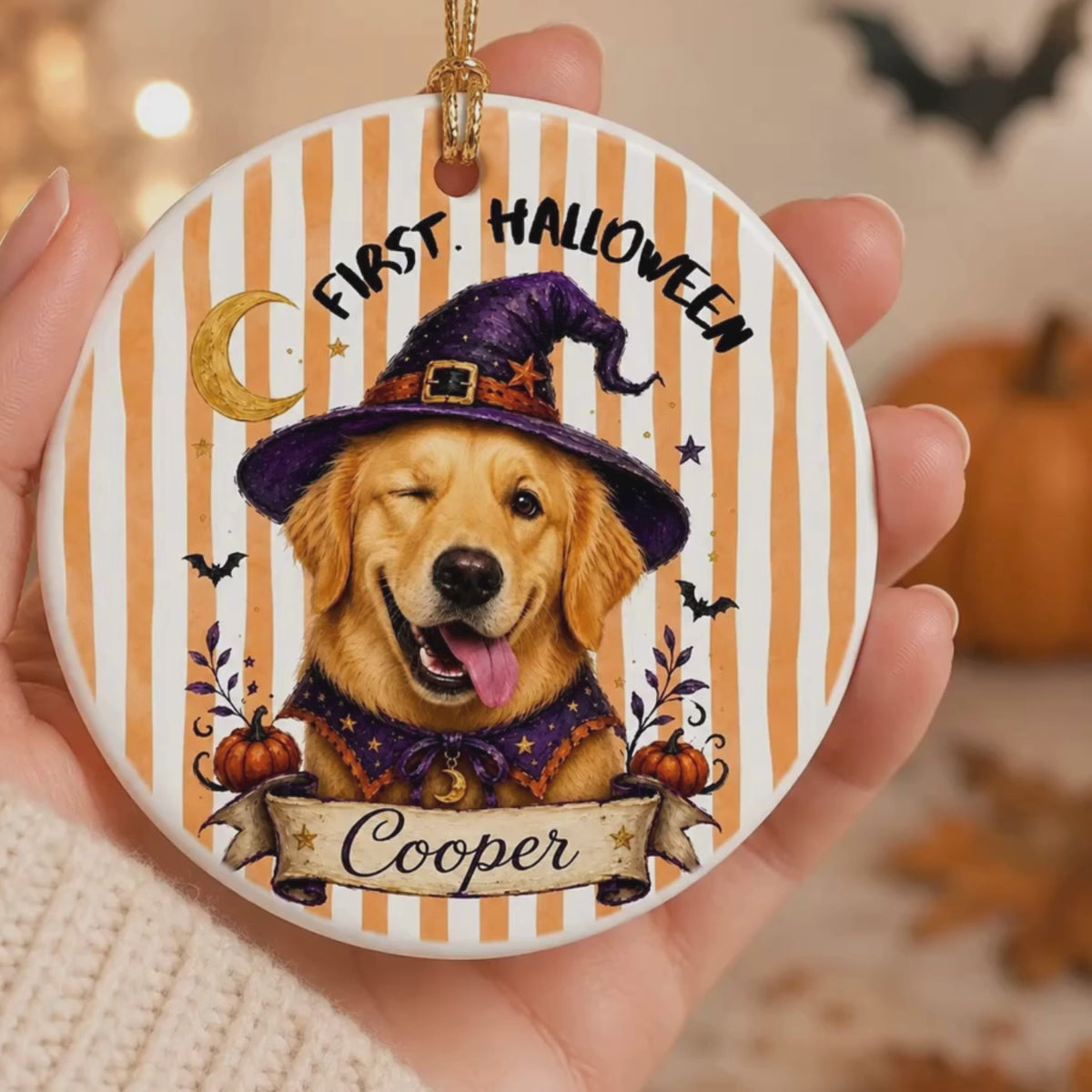 Dog’s First Halloween Ornament – Personalized Puppy Photo Gift.