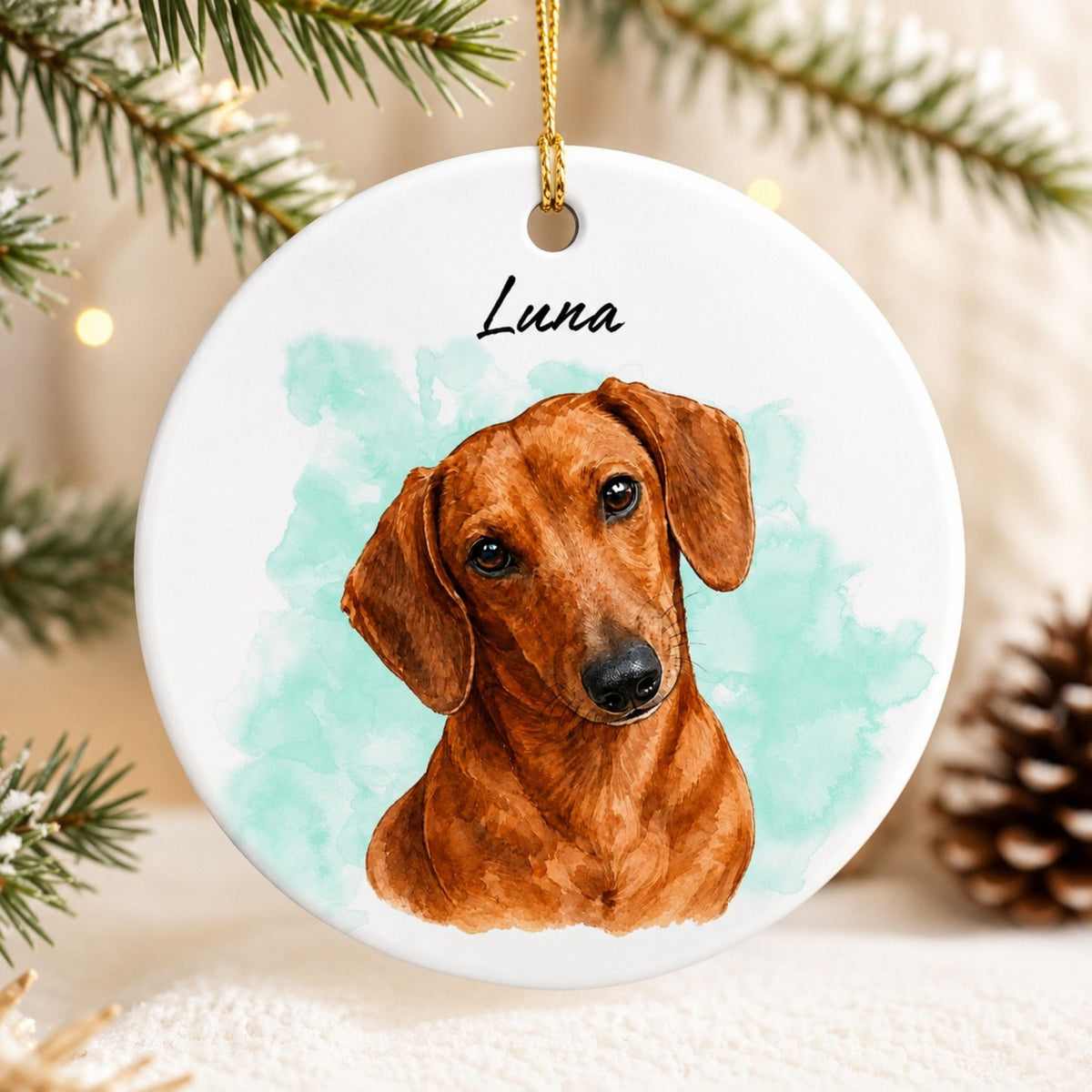Custom Watercolor Dog Ornament – Personalized Pet Portrait.
