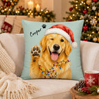 Custom Watercolor Christmas Pet Pillow with Name