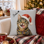 Custom Watercolor Christmas Pet Pillow with Name