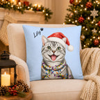 Custom Watercolor Christmas Pet Pillow with Name