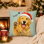 Custom Watercolor Christmas Pet Pillow with Name