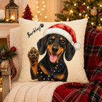 Custom Watercolor Christmas Pet Pillow with Name