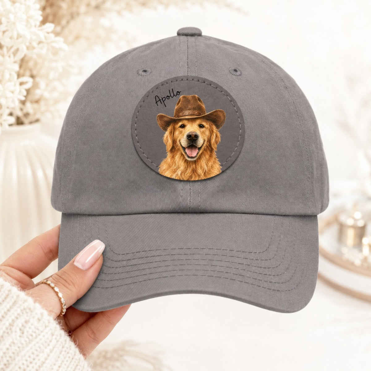 Custom Western Dog Hat – Personalized Pet Portrait Patch.